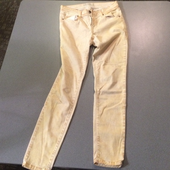 Free people distressed burnt yellow skinny… - Picture 4 of 8